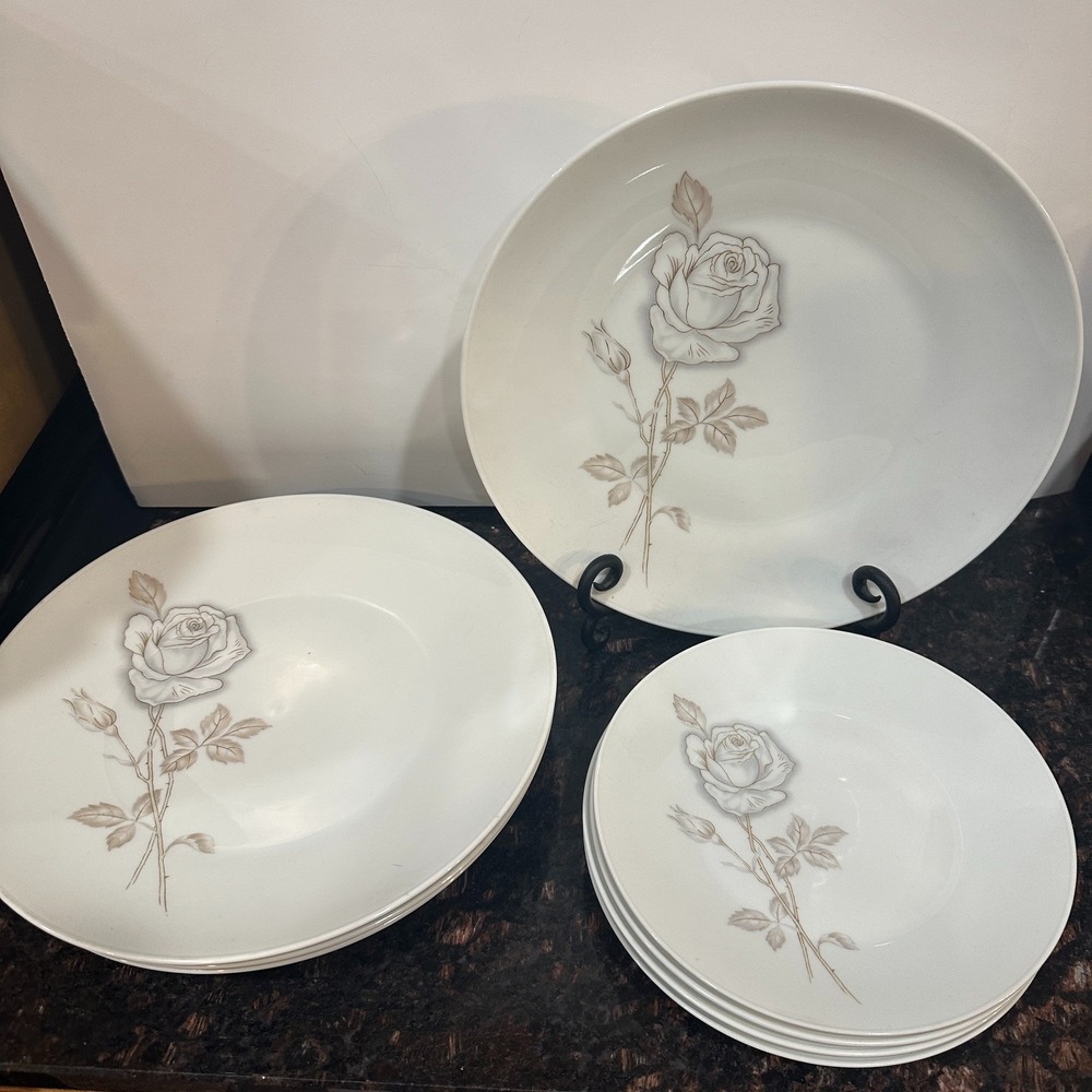 Vintage Rosenthal Classic Rose Plates Set of 8 Raymond Loewy Germany Porcelain